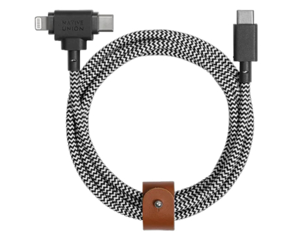 Kabel NATIVE UNION Belt Cable Duo USB-C – Lightning/USB-C zebra BELT-CCL-ZEB-NP